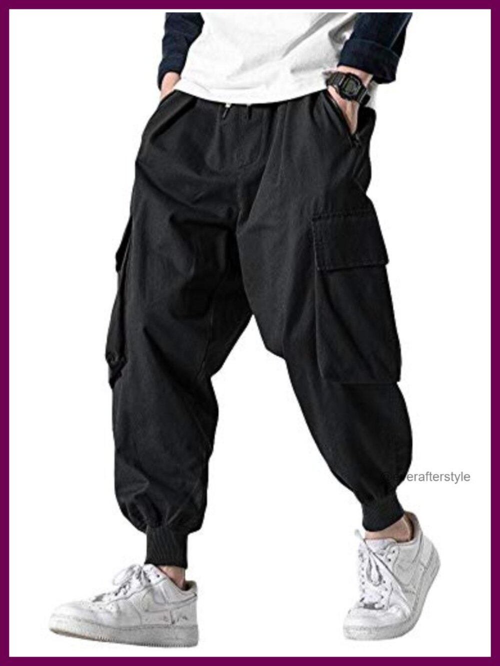 Men's Baggy Joggers Pants Drawstring Tapered Cargo Sweatpants Trousers